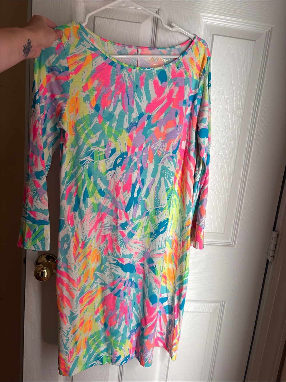 Lilly Pulitzer Multicolor Abstract Print Long Sleeve Scoop Dress